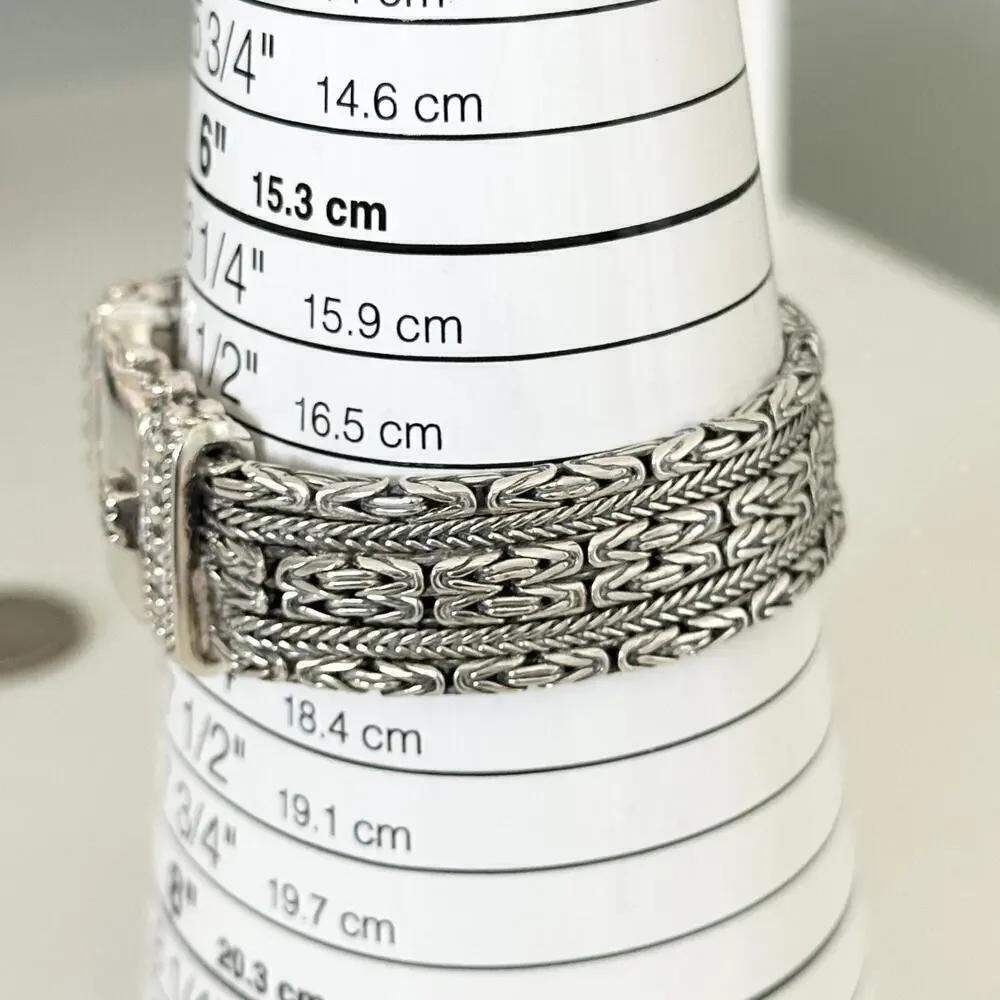 Vintage Silpada 925 Sterling Silver Chunky Five Strand Rows Byzantine Bracelet